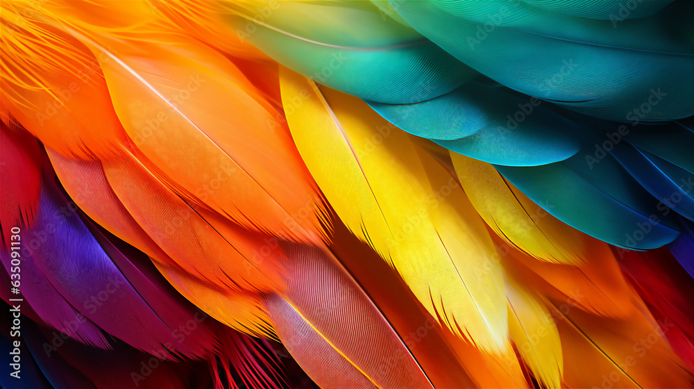 colorful feathers background, create using generative AI colorful feathers background, create using generative AI