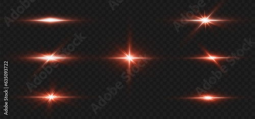 Light effects, glare, glitter, explosion, red light, vector illustration. shining red stars.