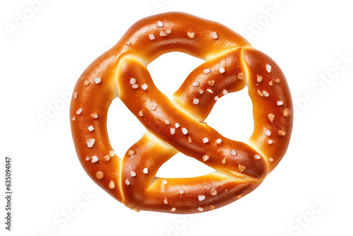 Pretzel isolated on white transparent background, top view, PNG