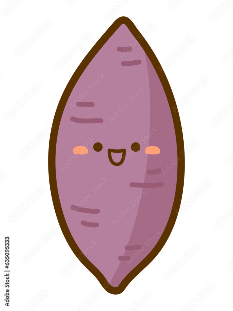 秋の味覚のイラスト素材、可愛い顔のさつま芋 秋の味覚のイラスト素材、可愛い顔のさつま芋
