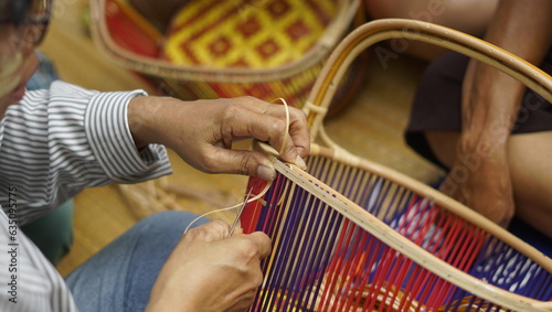 Wicker basket weaving, handmade People are making baskets, hand made,handmade baskets for things and materials.
