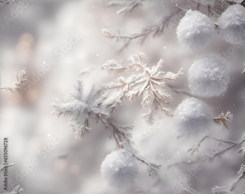 Winter background with snow and branches. AI