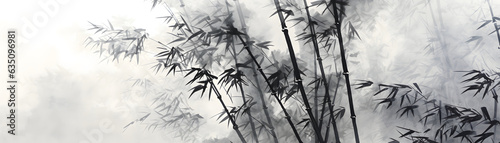 Japanese ink painting of a bamboo texture, double-exposure  © MAJGraphics
