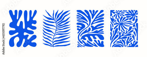 Vector illustration in simple Matisse naive and hippie groovy style, flowers and plants, floral botanic hand drawn design templates, frames and modern art prints, posters and placards