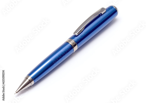 metal blue pen isolated on white background. generatice ai
