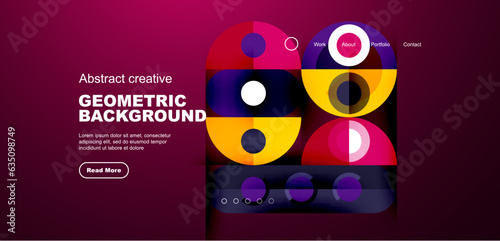 Simple circles and round elements pattern. Minimalist design geometric landing page. Creative concept for business, technology, science or print design