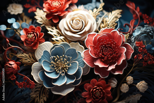 Intricate papercraft art work  with delicate patterns and designs  ai generated.