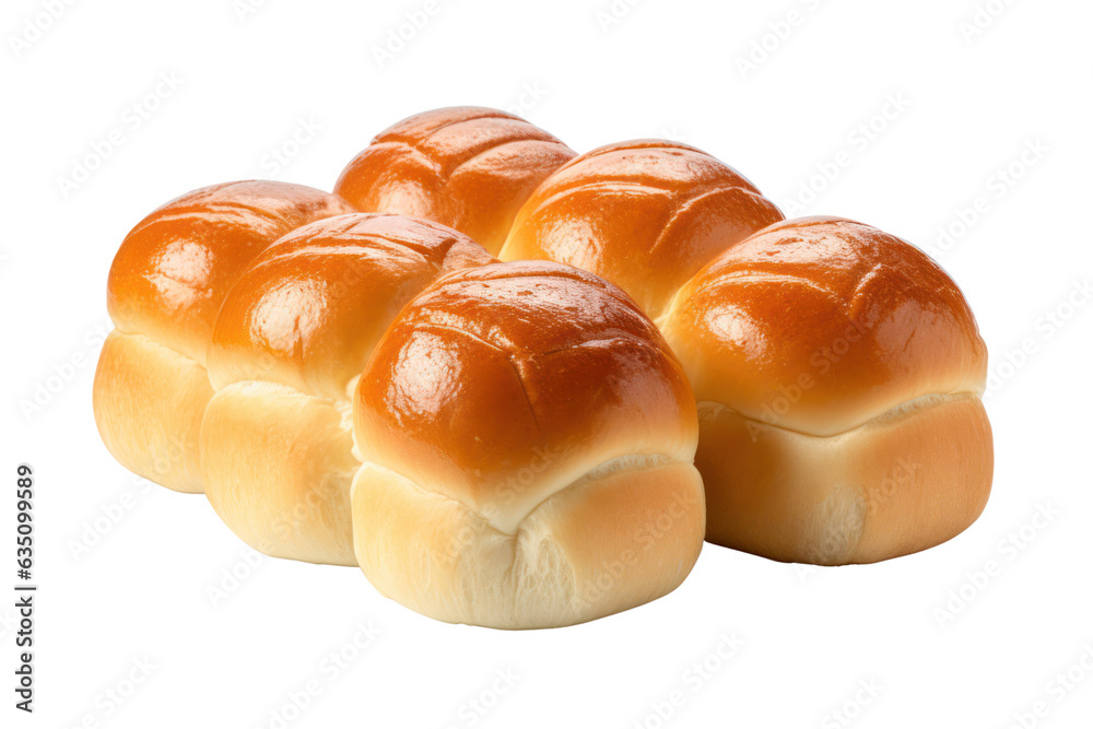 Bread rolls small buns isolated on white transparent background, PNG. Thanksgiving holiday dinner rolls 