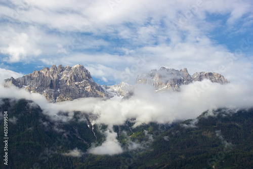 Landscape of Lienz Dolomites in Austria. Panorama of massive Alpine mountains. East Tyrol