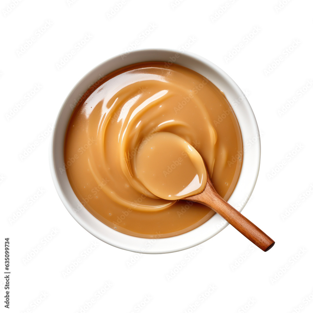 Gravy sauce isolated on white transparent background, PNG. Thanksgiving holiday turkey sauce top view