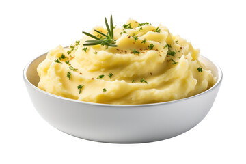 Mashed potatoes isolated on white transparent background, PNG. Thanksgiving holiday side dish 