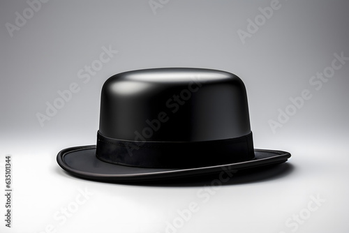 black top hat on white background