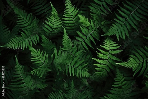 Dark green fern leaves. Fern leaf pattern. Tropical