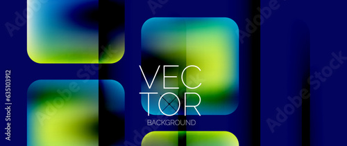 Dynamic bright colorful geometric elements with fluid gradients, lights, shadows blend in a minimal backdrop, creating captivating composition