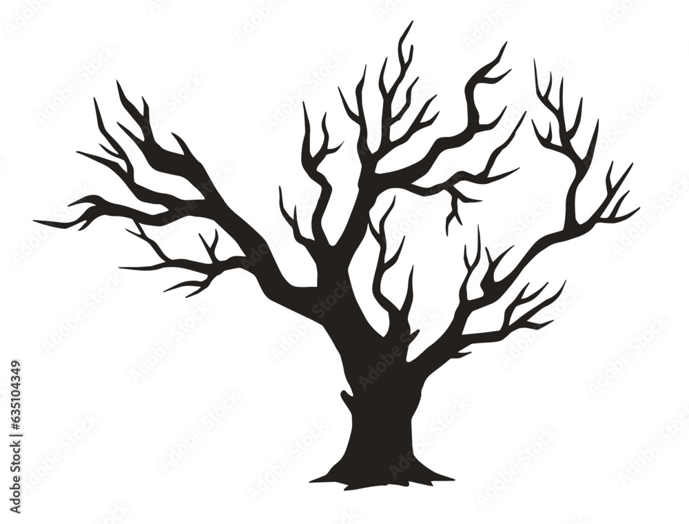 Fototapeta premium Dying tree silhouette sticker monochrome