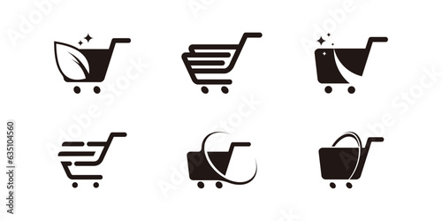 Shopping trolley logo collection with creative design concept