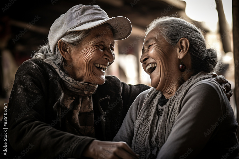 A candid moment of the woman sharing a heartfelt laugh with a loved one, the joy and connection evident 