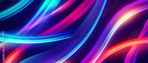 Neon Colorful Strokes with Blurred Light Lines, Fiber Internet Background