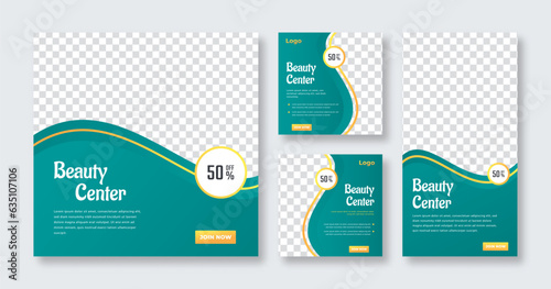 Beauty Care Spa Center Makeup Banner for Social Media Post and Web Internet Ads Square Flyer Template Set