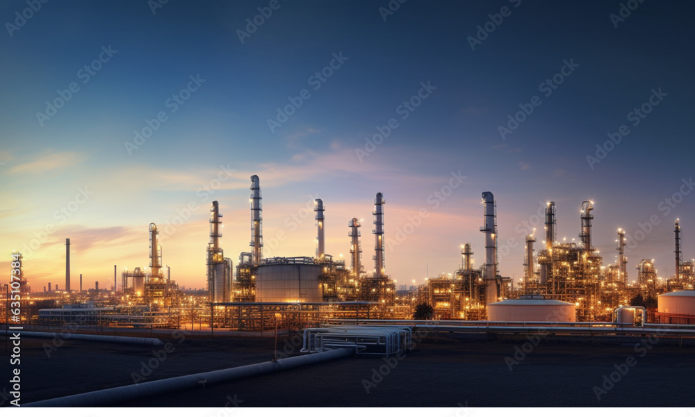 oil rig at night, oil refinery at sunset, oil refinery at night, 