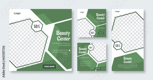 Beauty Care Spa Center Makeup Banner for Social Media Post and Web Internet Ads Square Flyer Template Set