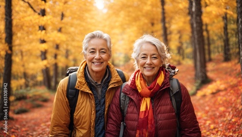 Two women standing together in a beautiful forest setting