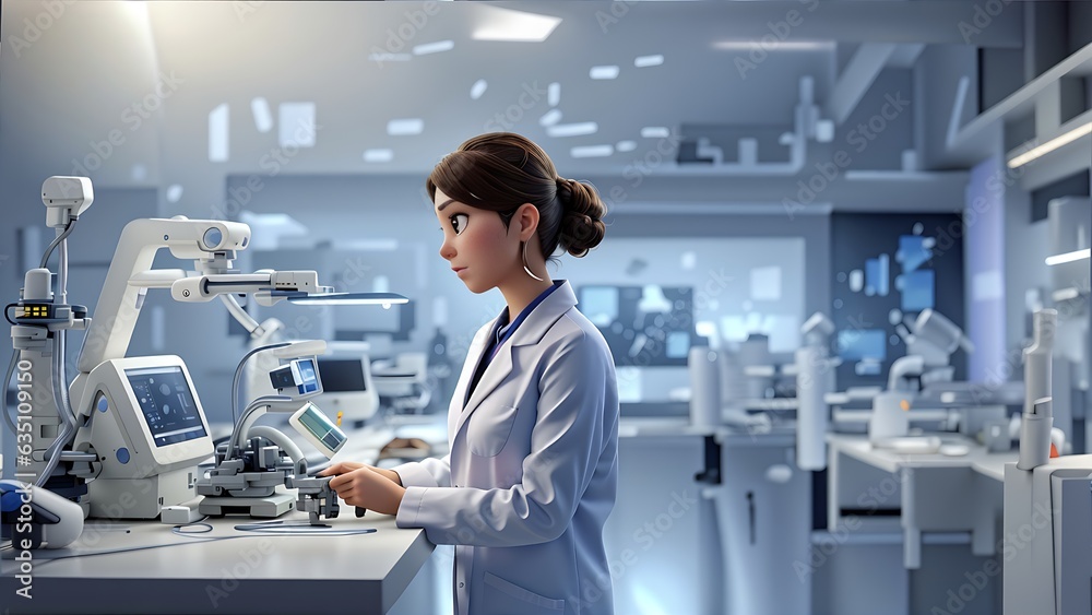 A Futuristic Medical Science Laboratory Filled With Doctors, Cutting-Edge Robotics And Nanotechnology Generative AI A Futuristic Medical Science Laboratory Filled With Doctors, Cutting-Edge Robotics And Nanotechnology Generative AI