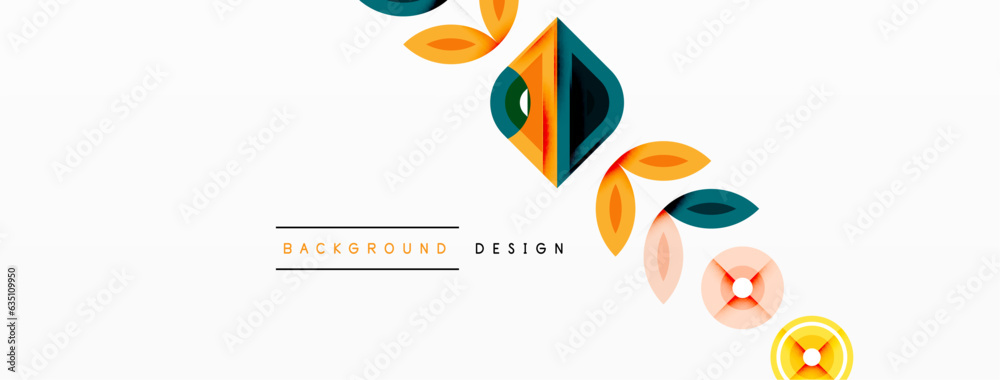 Fototapeta premium Colorful triangles and circles abstract background. Design for wallpaper, banner, background, landing page, wall art, invitation, prints, posters