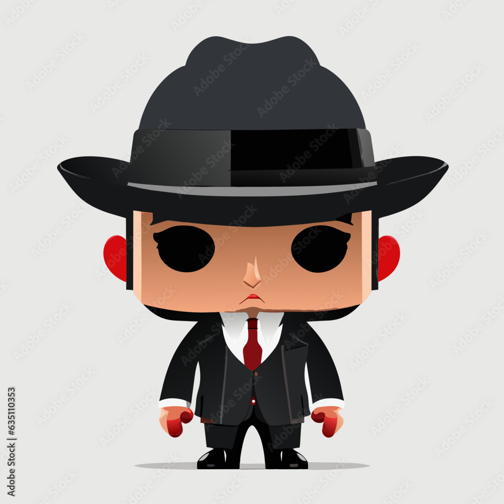 Mafia minimalist character, cartoon mafia, vector mafia