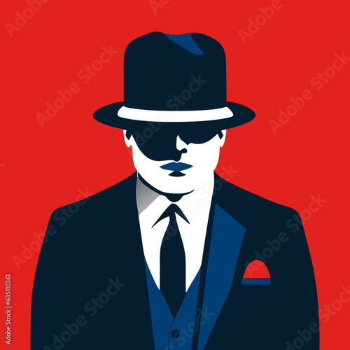 Mafia minimalist character, cartoon mafia, vector mafia