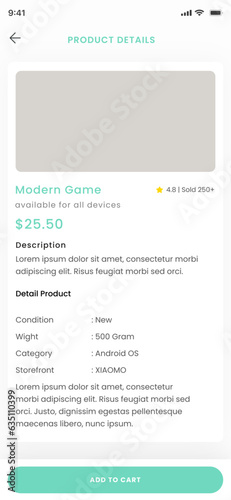 Items in Store, Articles and Goods in Shop, Product E-commerce Detail Screens App UI Kit template
