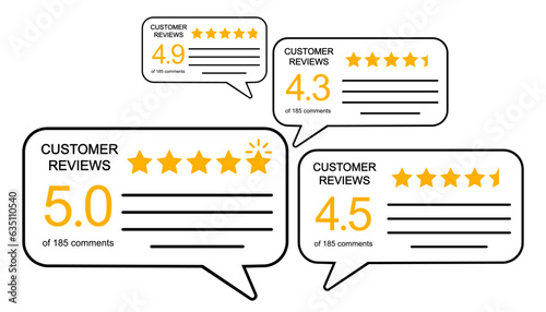 Five stars icon, rating signs, customer reviews sign, rating service, good client satisfaction, user experience best customer feedback concept – vector