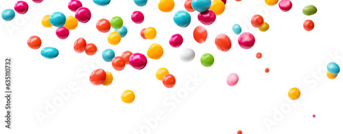 Colorful raibow candy falling on transparent background, png. falling jellybeans photo