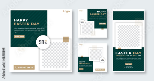 Happy Easter Day Social Media Post for Online Marketing Promotion Banner, Story and Web Internet Ads Flyer