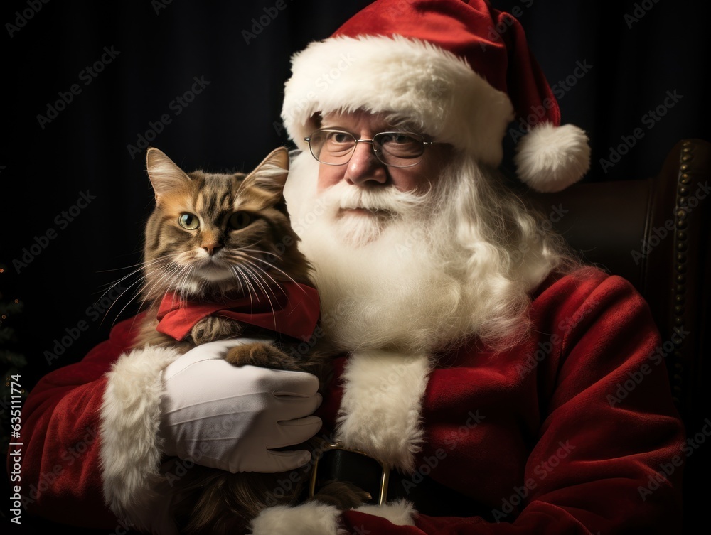 santa claus with cat santa claus with cat