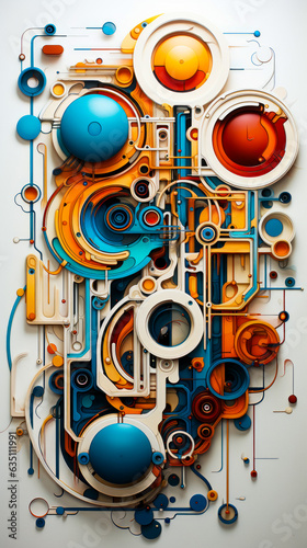 Abstract image with many different shapes and sizes of objects.