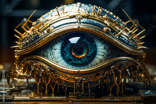 Close up of clock with eye on it.