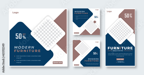 Modern Furniture Social Media Post for Online Marketing Promotion Banner, Story and Web Internet Ads Flyer