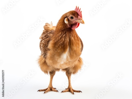 brown chicken on white background