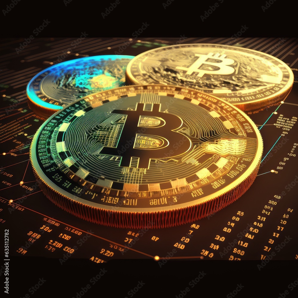 Obraz premium Bitcoin, AI generated