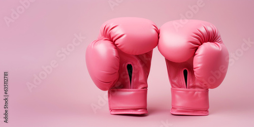 pair of pink boxing gloves as symbol for fight against breast cancer