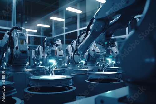 Slika na platnu Operating robot arm in the factory