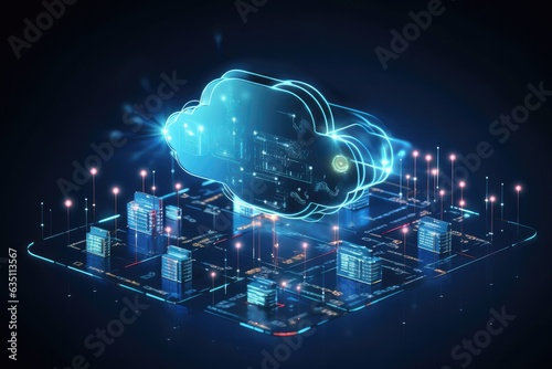 Cloud computing transfer big data on internet. futuristic digital technology .Generative AI