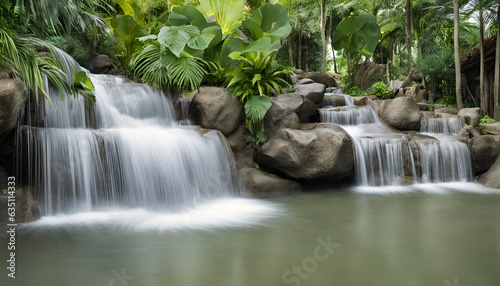 waterfall in the forest generated by AI tool