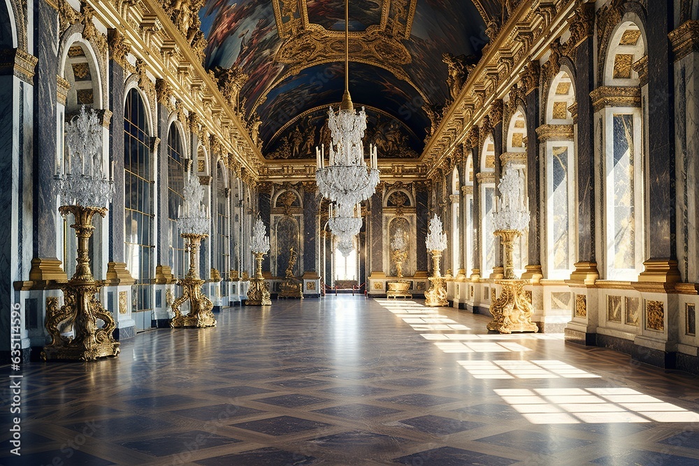 Beautiful of Palace of Versaille, Fantasy Style - obrazy, fototapety, plakaty 