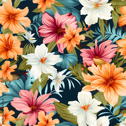 Pretty Painted Flowers Leaves pattern  Ideal for Fabrics and Covers