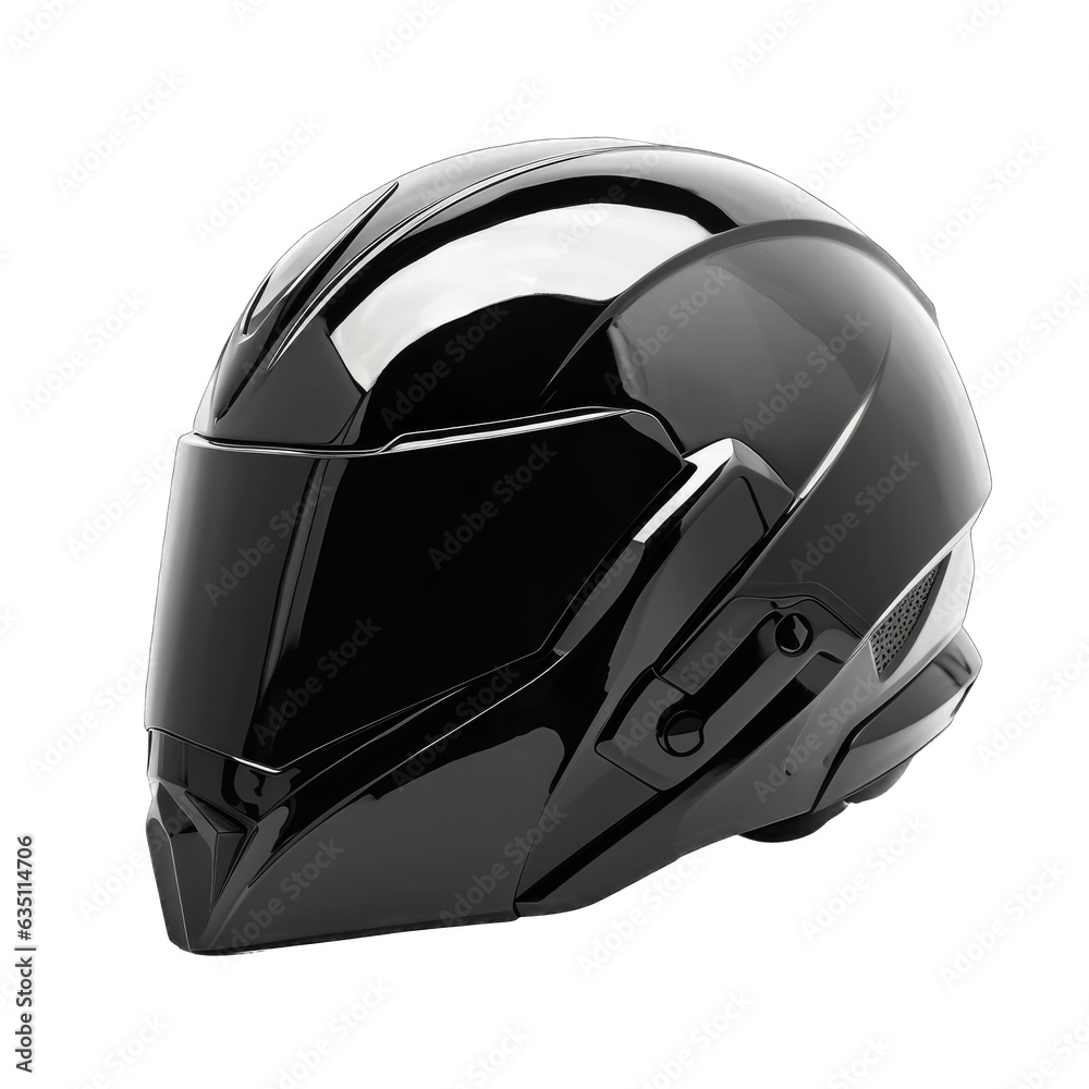 Black motorcycle helmet isolated on transparent background Black motorcycle helmet isolated on transparent background