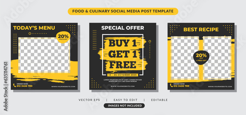 Food Culinary banner Post promotion template Premium Vector