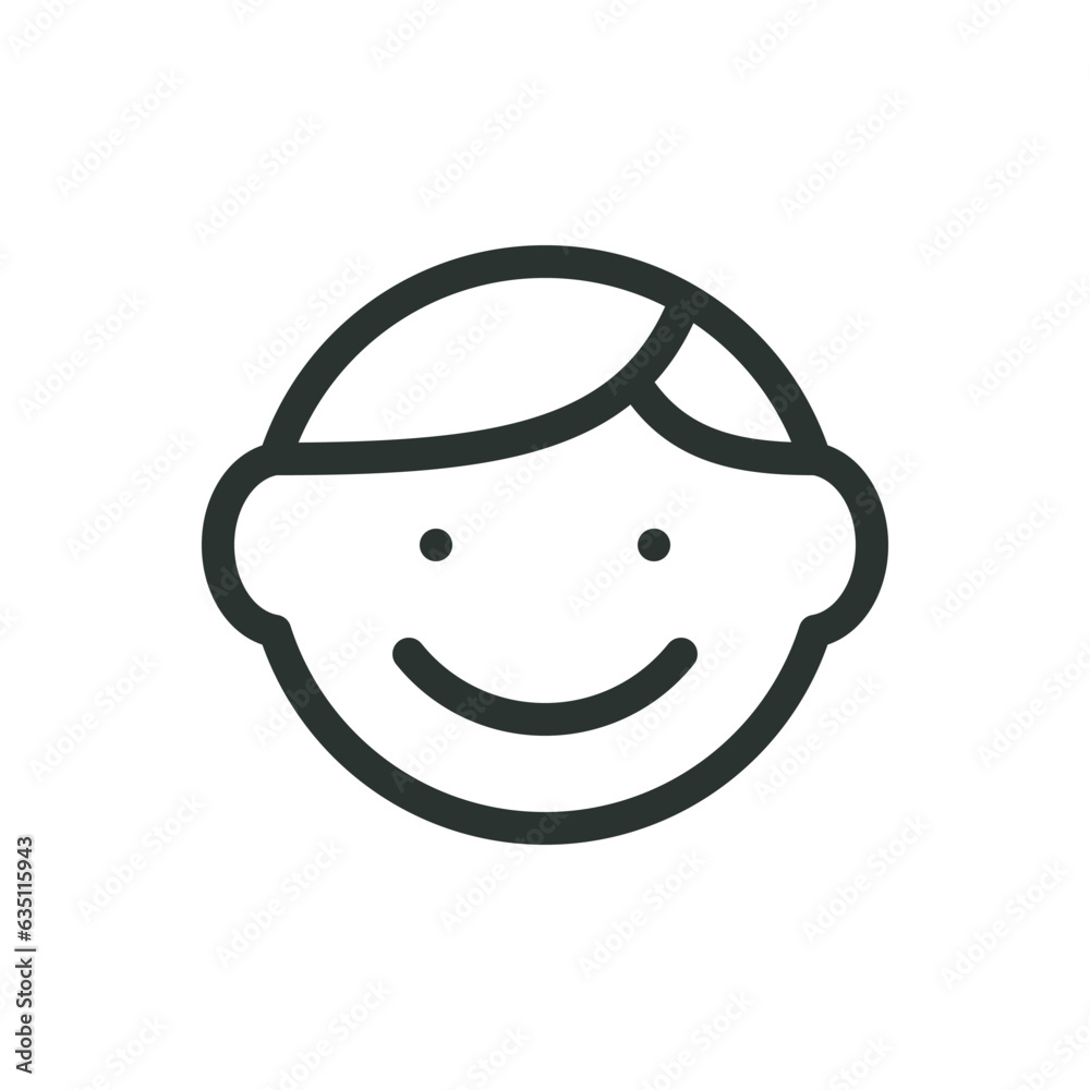 Little boy isolated icon, boy face vector icon with editable stroke