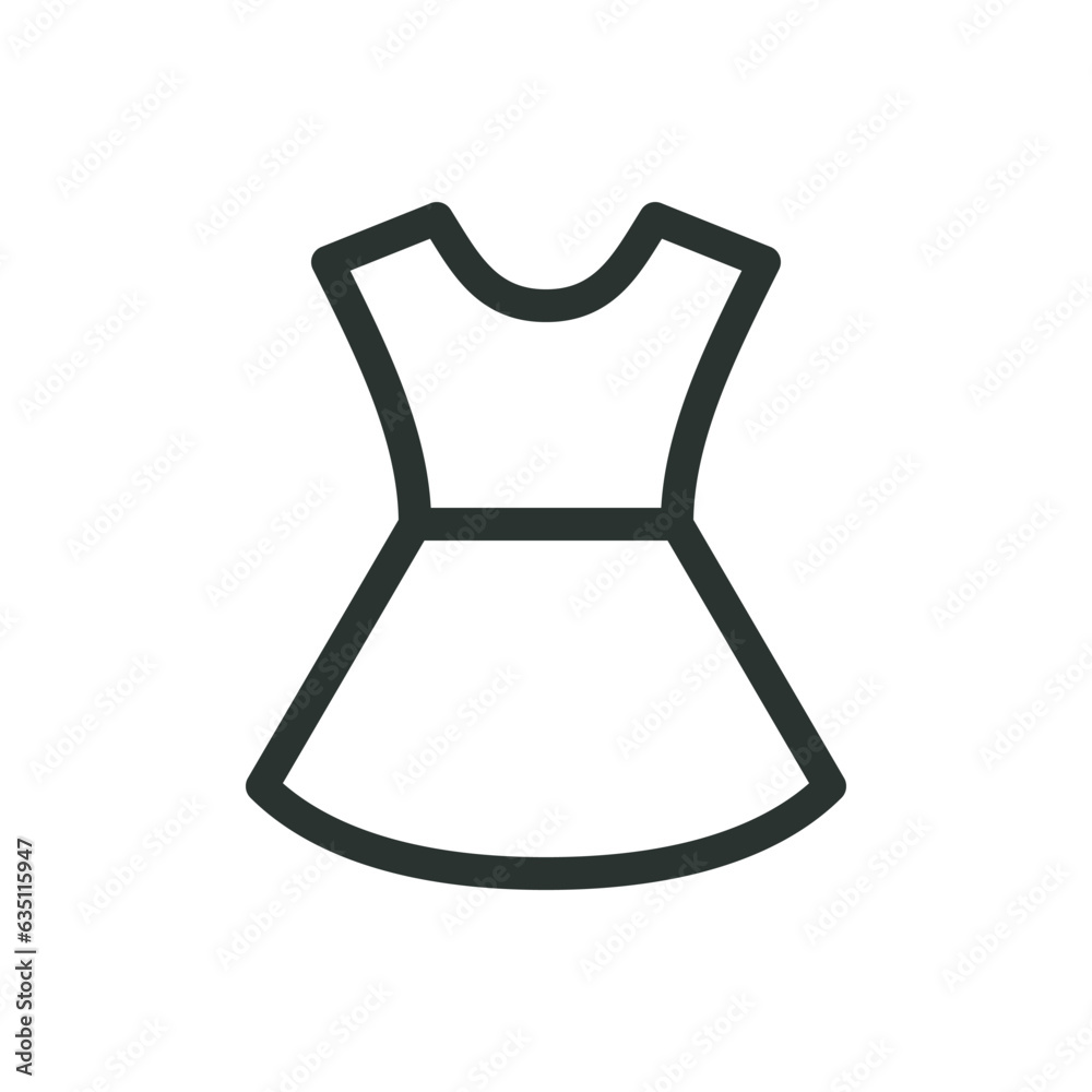 Dress isolated icon, women summer dress vector icon with editable stroke Dress isolated icon, women summer dress vector icon with editable stroke